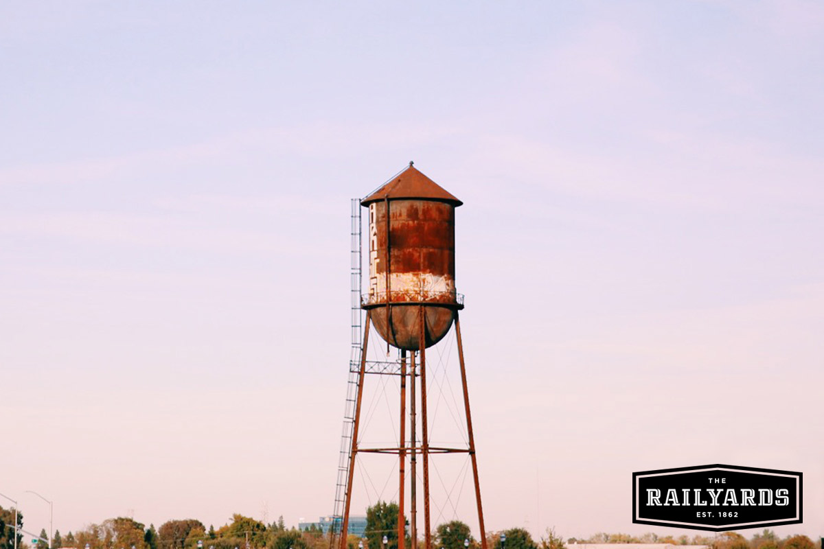 An image of the Water Tower at the Sacramento Railyards